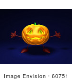 #60751 Royalty-Free (Rf) Illustration Of A 3d Pumpkin Character Holding His Arms Open - Version 3