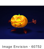 #60752 Royalty-Free (Rf) Illustration Of A 3d Pumpkin Character Holding His Arms Open - Version 4