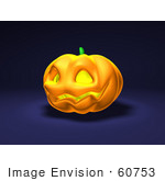#60753 Royalty-Free (Rf) Illustration Of A Smiling 3d Halloween Pumpkin - Version 2