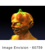 #60759 Royalty-Free (Rf) Illustration Of A 3d Pumpkin Monster Facing Left