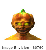 #60760 Royalty-Free (Rf) Illustration Of A 3d Pumpkin Monster Facing Front - Version 1