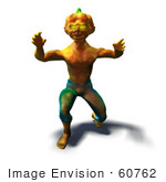 #60762 Royalty-Free (Rf) Illustration Of A 3d Pumpkin Monster Lunging Forward - Version 3