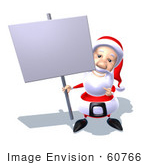 #60766 Royalty-Free (Rf) Illustration Of A 3d Santa Claus Holding Up A Blank Sign On A Post - Version 5