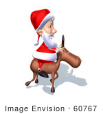 #60767 Royalty-Free (Rf) Illustration Of A 3d Santa Claus Riding A Reindeer - Version 8