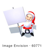 #60771 Royalty-Free (Rf) Illustration Of A 3d Santa Claus Holding Up A Blank Sign On A Post - Version 4