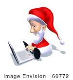 #60772 Royalty-Free (Rf) Illustration Of A 3d Santa Claus Using A Laptop - Version 5