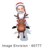 #60777 Royalty-Free (Rf) Illustration Of A 3d Santa Claus Mascot Riding A Reindeer - Version 5