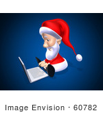 #60782 Royalty-Free (Rf) Illustration Of A 3d Santa Using A Laptop - Version 1
