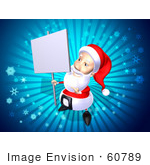 #60789 Royalty-Free (Rf) Illustration Of A 3d Santa Holding Up A Blank Sign On A Post - Version 2