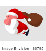 #60795 Royalty-Free (Rf) Illustration Of A Cartoon Styled Santa Claus Flying - Version 3