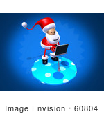 #60804 Royalty-Free (Rf) Illustration Of A 3d Santa Using A Laptop - Version 3