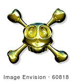 #60818 Royalty-Free (RF) Illustration Of A Gold Skull With Crossbones - Version 1 by Julos