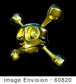 #60820 Royalty-Free (Rf) Illustration Of A Gold Skull With Crossbones - Version 3