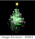#60823 Royalty-Free (Rf) Illustration Of A Green Spiral Christmas Tree - Version 2