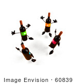 #60839 Royalty-Free (Rf) Illustration Of A Circle Of 3d Wine Bottle Characters Jumping - Version 1