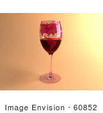 #60852 Royalty-Free (Rf) Illustration Of A 3d Glass Of Red Wine With North American Continents Printed On The Glasss - Version 1