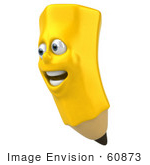 #60873 Royalty-Free (Rf) Illustration Of A 3d Happy Yellow Pencil Character - Version 4