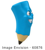 #60876 Royalty-Free (Rf) Illustration Of A 3d Happy Blue Pencil Character - Version 2