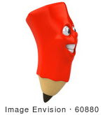 #60880 Royalty-Free (Rf) Illustration Of A 3d Happy Red Pencil Character - Version 4