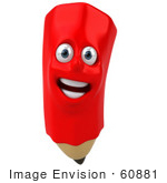 #60881 Royalty-Free (Rf) Illustration Of A 3d Happy Red Pencil Character - Version 1