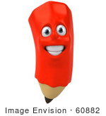 #60882 Royalty-Free (Rf) Illustration Of A 3d Happy Red Pencil Character - Version 3