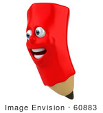 #60883 Royalty-Free (Rf) Illustration Of A 3d Happy Red Pencil Character - Version 2