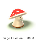 #60886 Royalty-Free (Rf) Illustration Of A 3d Fly Agaric Mushroom Character Facing Right - Version 1