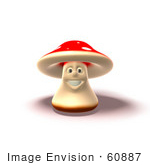 #60887 Royalty-Free (Rf) Illustration Of A 3d Fly Agaric Mushroom Character Smiling And Facing Front - Version 3