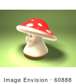 #60888 Royalty-Free (Rf) Illustration Of A 3d Fly Agaric Mushroom Character Facing Left - Version 2