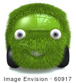 #60917 Royalty-Free (Rf) Illustration Of A 3d Grass Car Mascot - Version 1