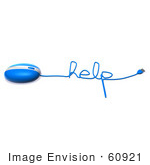 #60921 Royalty-Free (Rf) Illustration Of A 3d Blue Computer Mouse With Cable Spelling Help - Version 1