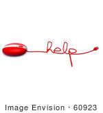 #60923 Royalty-Free (Rf) Illustration Of A 3d Red Computer Mouse With Cable Spelling Help - Version 1