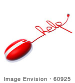 #60925 Royalty-Free (Rf) Illustration Of A 3d Red Computer Mouse With Cable Spelling Help - Version 2