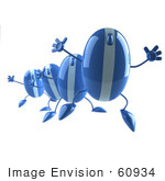 #60934 Royalty-Free (Rf) Illustration Of A Group Of Blue 3d Computer Mouse Characters Jumping - Version 2