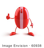 #60938 Royalty-Free (Rf) Illustration Of A 3d Red Computer Mouse Character Giving The Thumbs Up