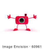 #60961 Royalty-Free (Rf) Illustration Of A 3d Red Camera Boy Character Holding His Arms Open - Version 1