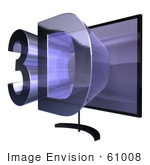 #61008 Royalty-Free (Rf) Illustration Of A Plasma Television With 3d Emerging From The Screen - Version 2