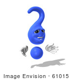 #61015 Royalty-Free (Rf) Illustration Of A 3d Blue Question Mark Character - Pose 6
