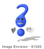 #61020 Royalty-Free (Rf) Illustration Of A 3d Blue Question Mark Character - Pose 4