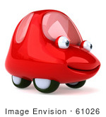 #61026 Royalty-Free (Rf) Illustration Of A 3d Red Car Character Facing Right And Smiling - Version 1