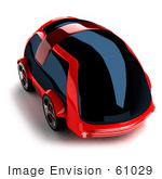 #61029 Royalty-Free (Rf) Illustration Of A 3d Futuristic Aerodynamic Red Car With Tinted Windows - Version 2