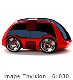 #61030 Royalty-Free (Rf) Illustration Of A 3d Futuristic Aerodynamic Red Car With Tinted Windows - Version 3