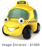 #61060 Royalty-Free (Rf) Illustration Of A 3d Yellow Taxi Cab Character - Version 1