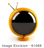 #61068 Royalty-Free (Rf) Illustration Of A 3d Round Yellow Retro Television - Version 1