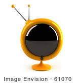 #61070 Royalty-Free (Rf) Illustration Of A 3d Round Yellow Retro Television - Version 4