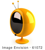 #61072 Royalty-Free (Rf) Illustration Of A 3d Round Yellow Retro Television - Version 7