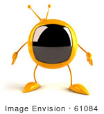 #61084 Royalty-Free (Rf) Illustration Of A 3d Yellow Square Television Character Facing Front - Version 1