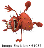 #61087 Royalty-Free (Rf) Illustration Of A 3d Virus Mascot Doing A Hand Stand