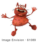 #61089 Royalty-Free (Rf) Illustration Of A 3d Virus Mascot Jumping Happily