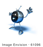 #61096 Royalty-Free (Rf) Illustration Of A 3d Chrome Tv Character Holding His Arms Open - Version 6